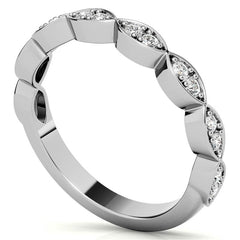 Round Scalloped Moissanite Stackable Band