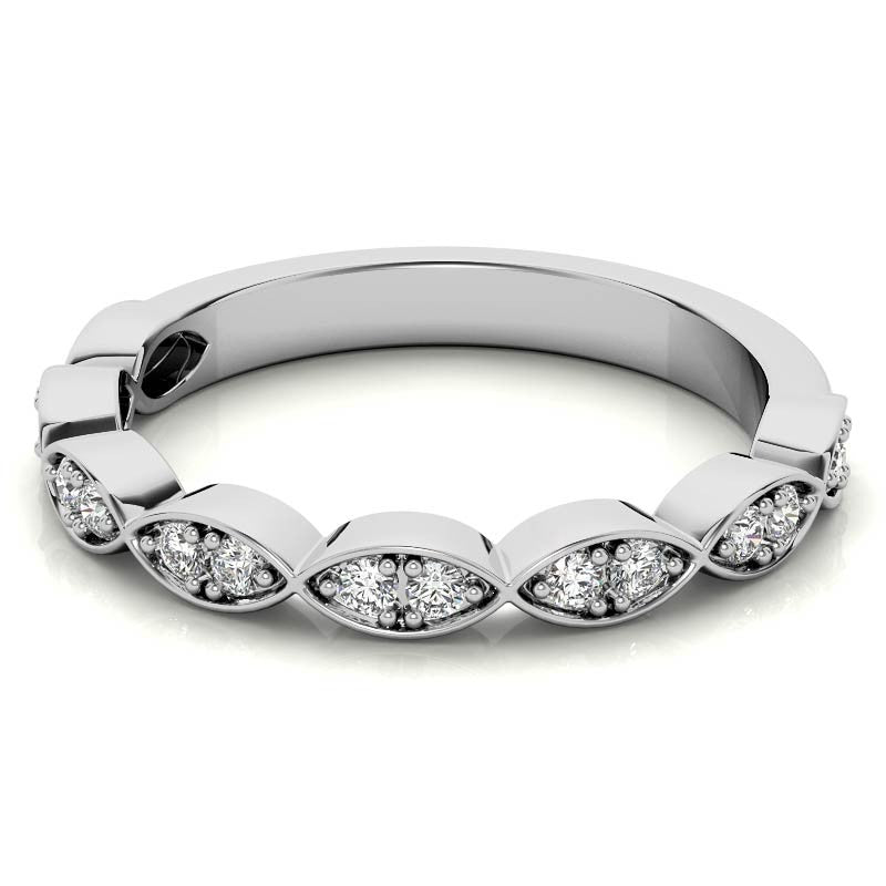 Round Scalloped Moissanite Stackable Band