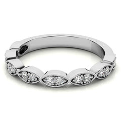 Round Scalloped Moissanite Stackable Band