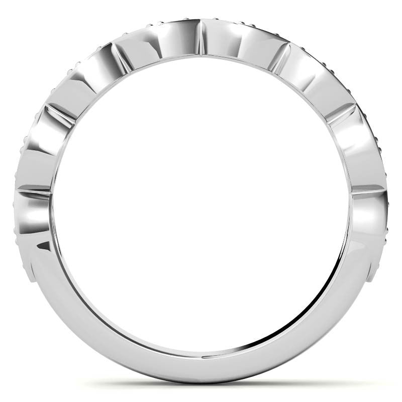 Round Scalloped Moissanite Stackable Band