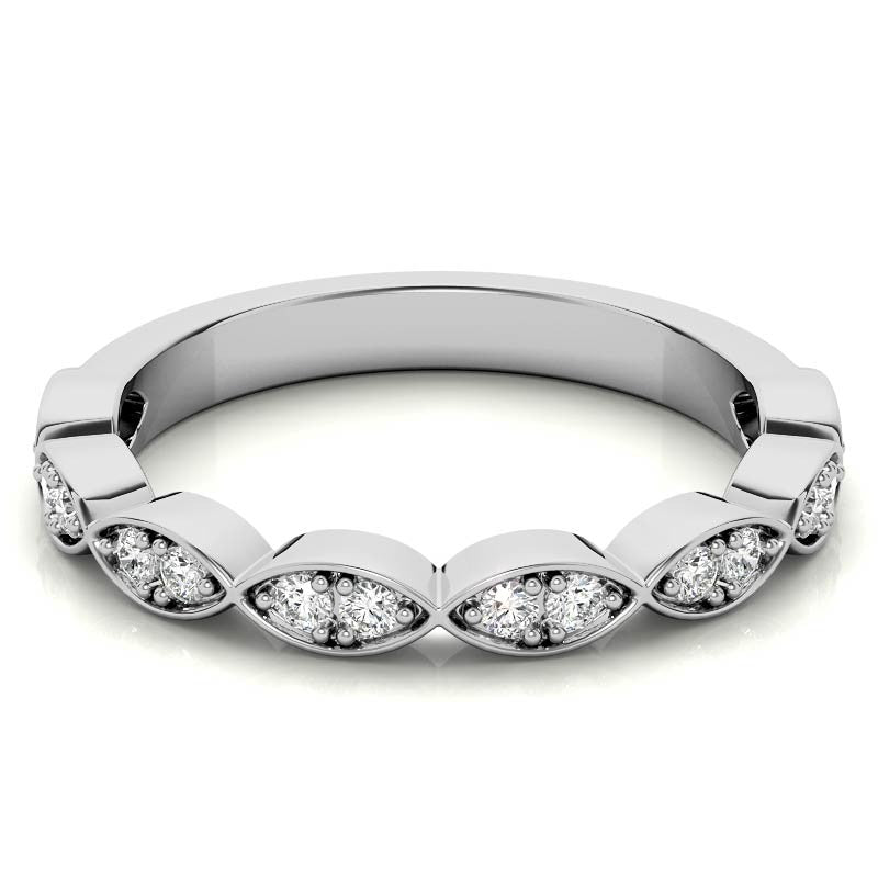 Round Scalloped Moissanite Stackable Band