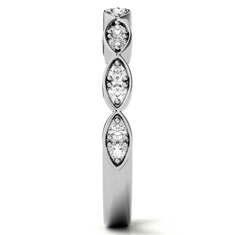 Round Scalloped Moissanite Stackable Band