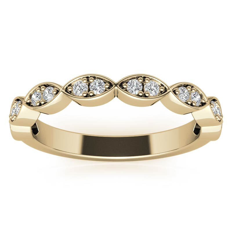 Round Scalloped Moissanite Stackable Band