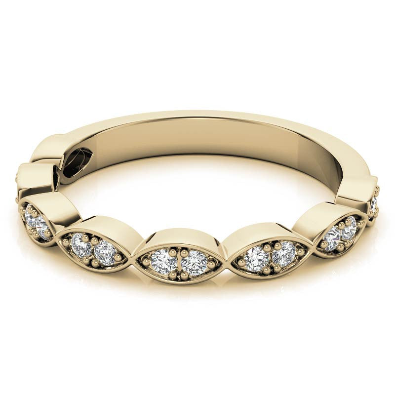 Round Scalloped Moissanite Stackable Band
