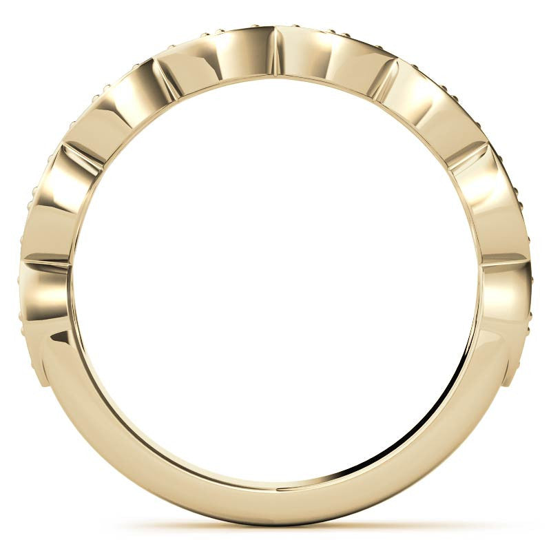 Round Scalloped Moissanite Stackable Band