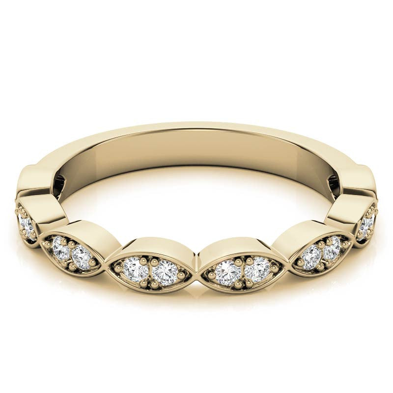 Round Scalloped Moissanite Stackable Band