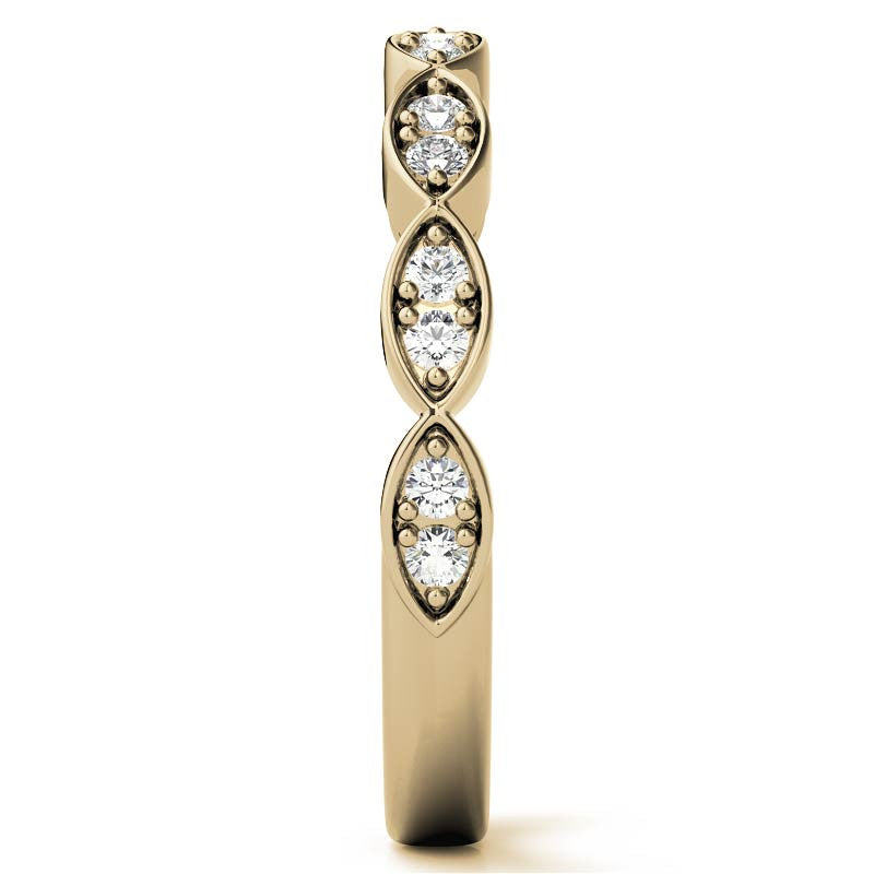 Round Scalloped Moissanite Stackable Band