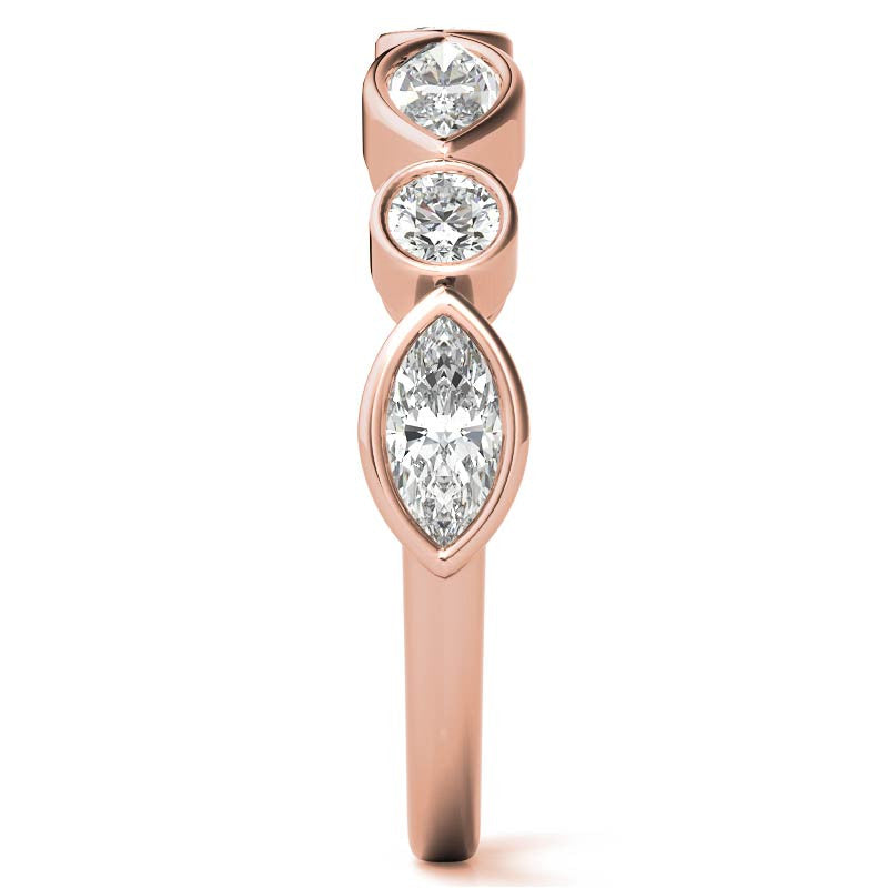 Round and Marquise Bezel Moissanite Stackable Band