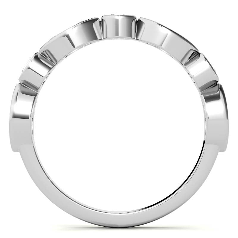 Round and Marquise Bezel Moissanite Stackable Band