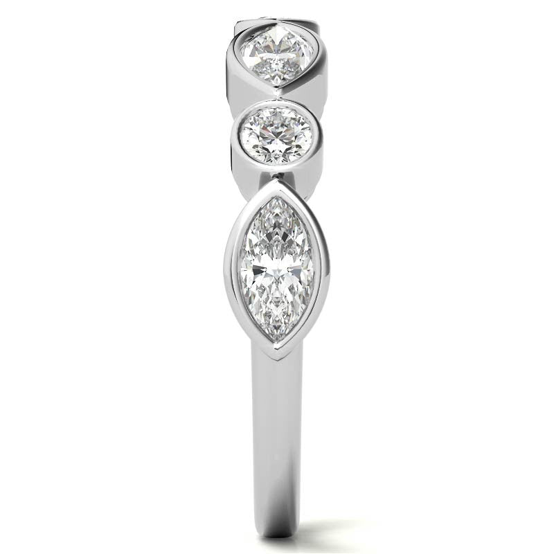 Round and Marquise Bezel Moissanite Stackable Band