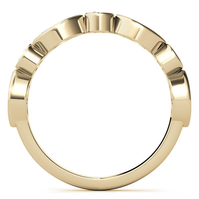 Round and Marquise Bezel Moissanite Stackable Band