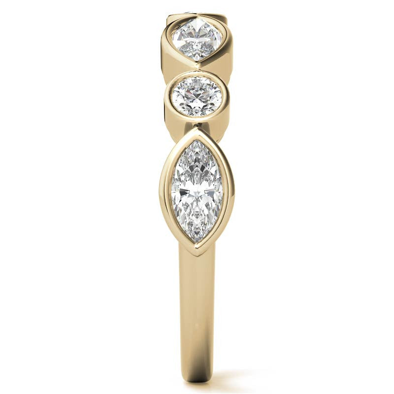 Round and Marquise Bezel Moissanite Stackable Band