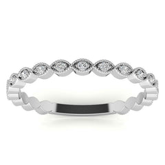Round Scalloped Moissanite Stackable Band with Milgrain