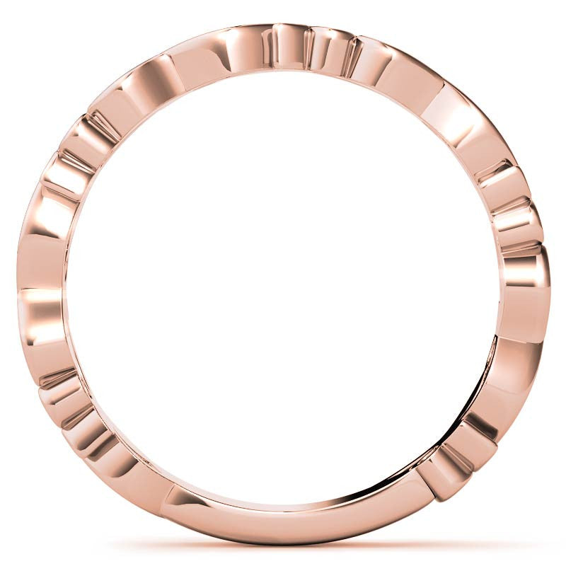Round Floral Leaf Design Moissanite Stackable Band