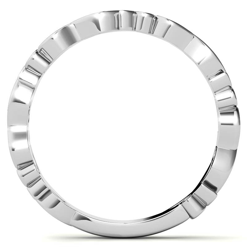 Round Floral Leaf Design Moissanite Stackable Band