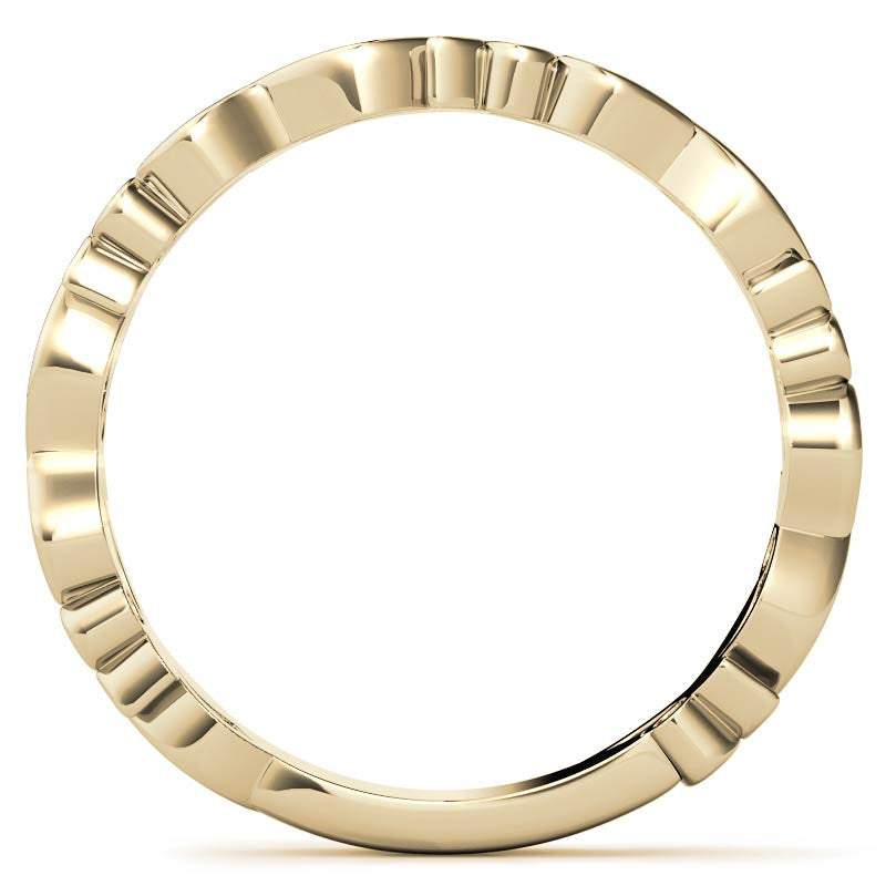 Round Floral Leaf Design Moissanite Stackable Band