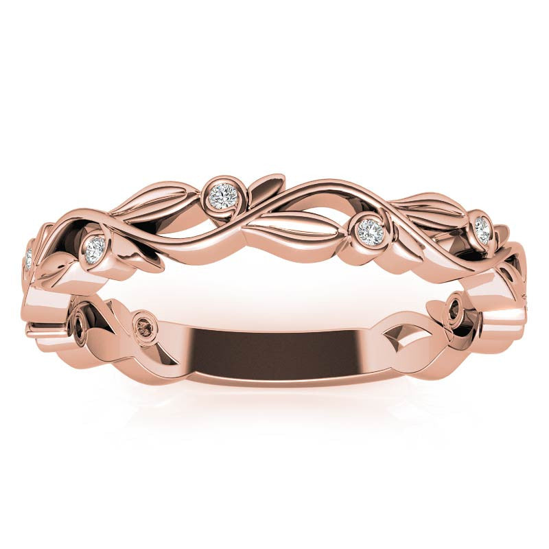 Natured Inspired Round Brilliant Moissanite Stackable Band