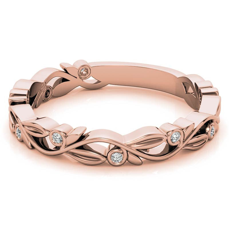 Natured Inspired Round Brilliant Moissanite Stackable Band