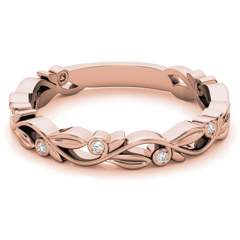 Natured Inspired Round Brilliant Moissanite Stackable Band