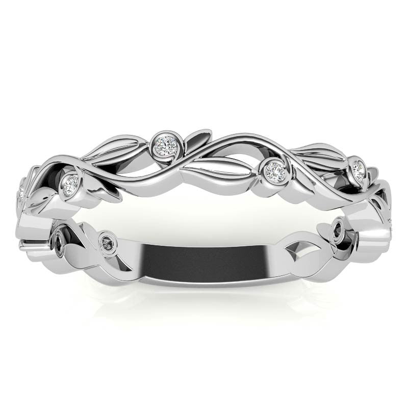 Natured Inspired Round Brilliant Moissanite Stackable Band