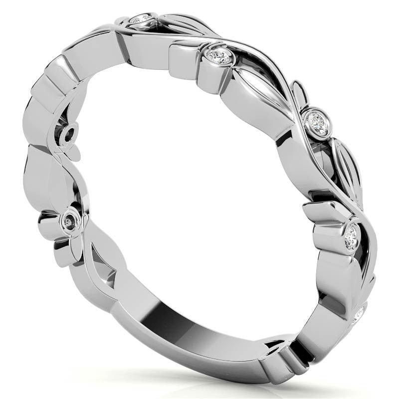 Natured Inspired Round Brilliant Moissanite Stackable Band