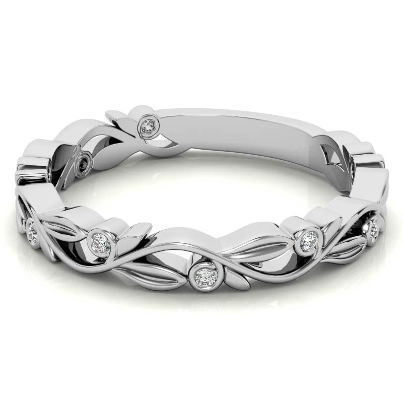 Natured Inspired Round Brilliant Moissanite Stackable Band