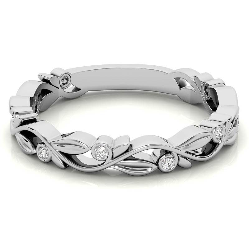 Natured Inspired Round Brilliant Moissanite Stackable Band