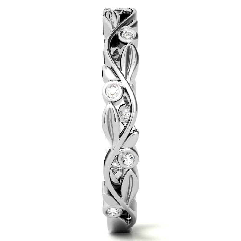 Natured Inspired Round Brilliant Moissanite Stackable Band