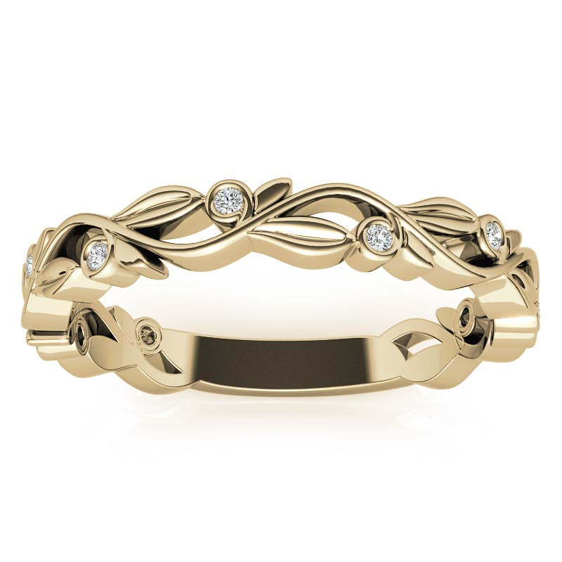 Natured Inspired Round Brilliant Moissanite Stackable Band