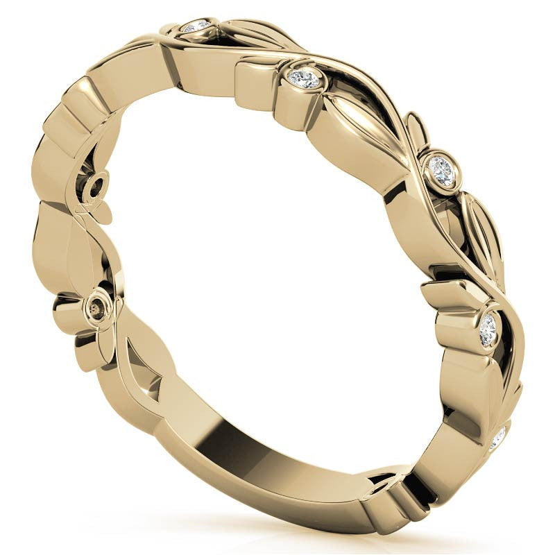 Natured Inspired Round Brilliant Moissanite Stackable Band
