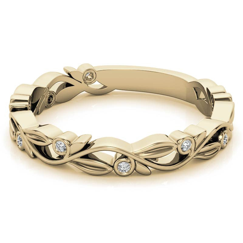 Natured Inspired Round Brilliant Moissanite Stackable Band