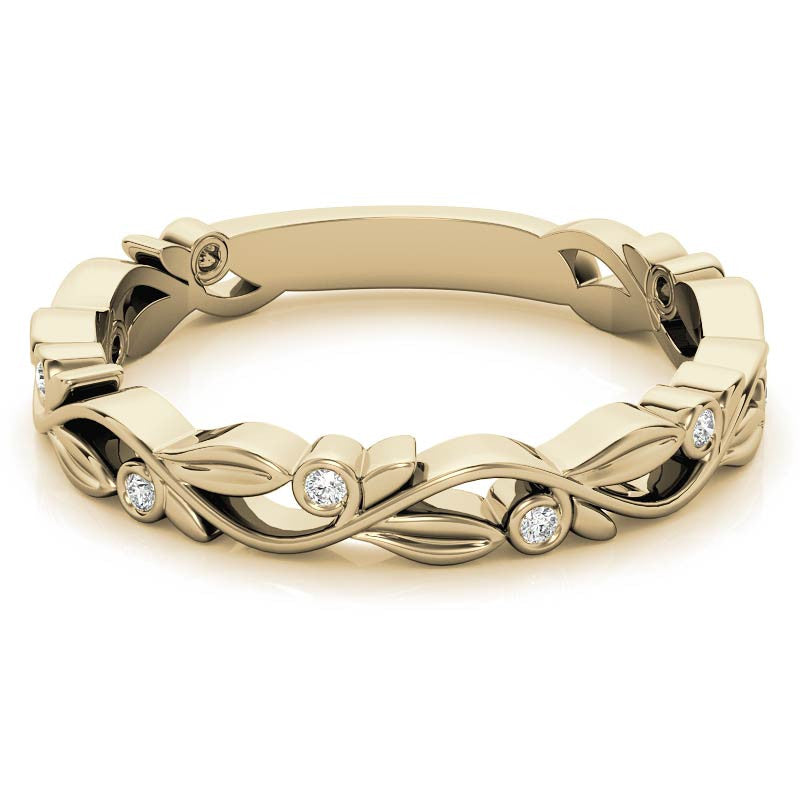 Natured Inspired Round Brilliant Moissanite Stackable Band