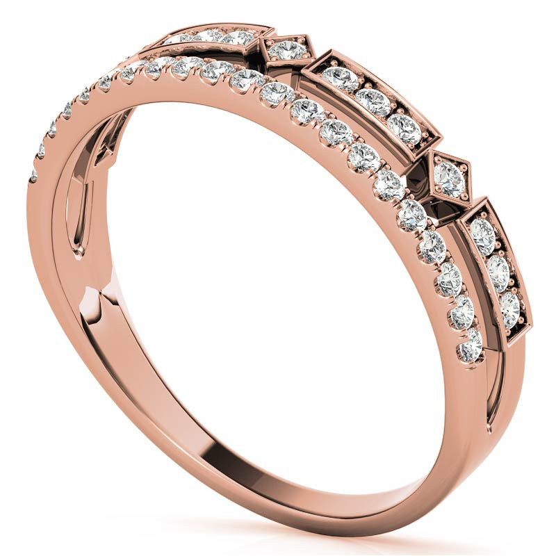 Double Row Geometric Moissanite Stackable Band