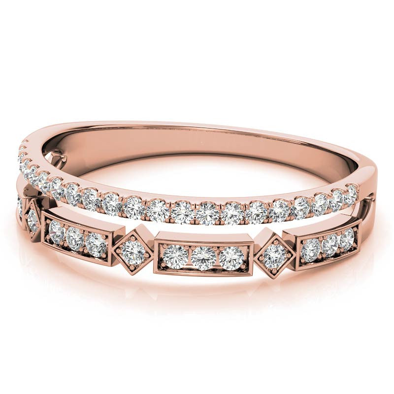 Double Row Geometric Moissanite Stackable Band