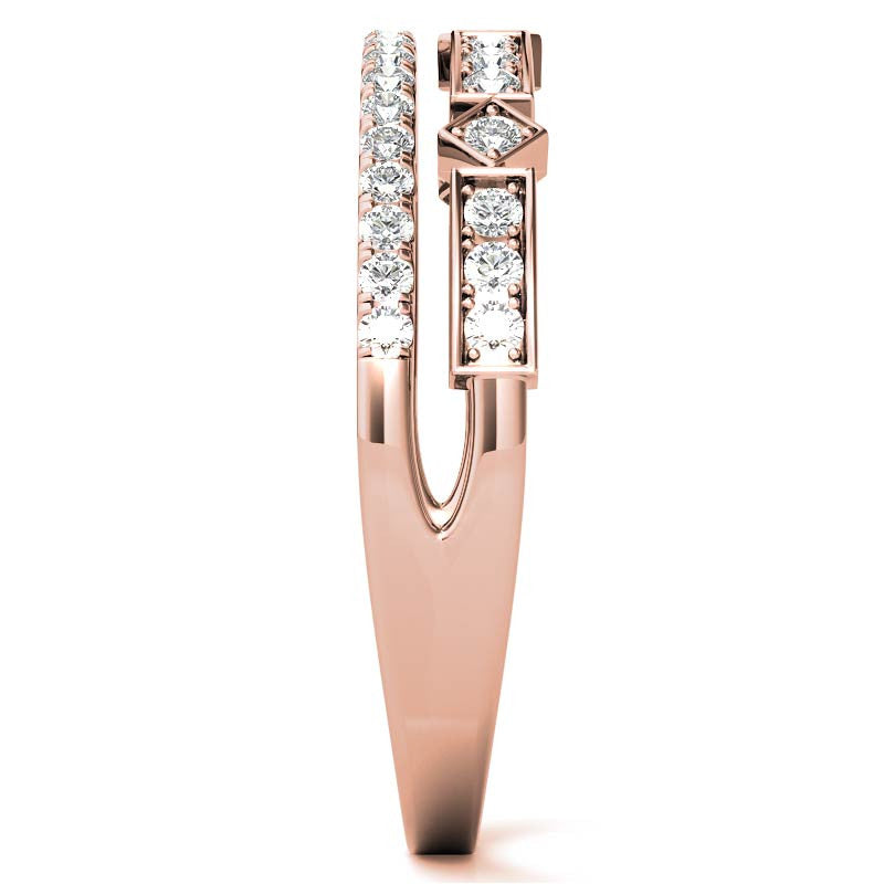 Double Row Geometric Moissanite Stackable Band