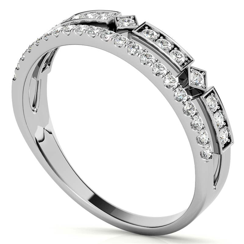 Double Row Geometric Moissanite Stackable Band