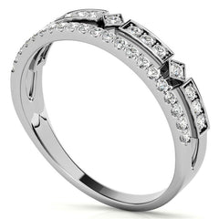 Double Row Geometric Moissanite Stackable Band