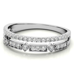 Double Row Geometric Moissanite Stackable Band
