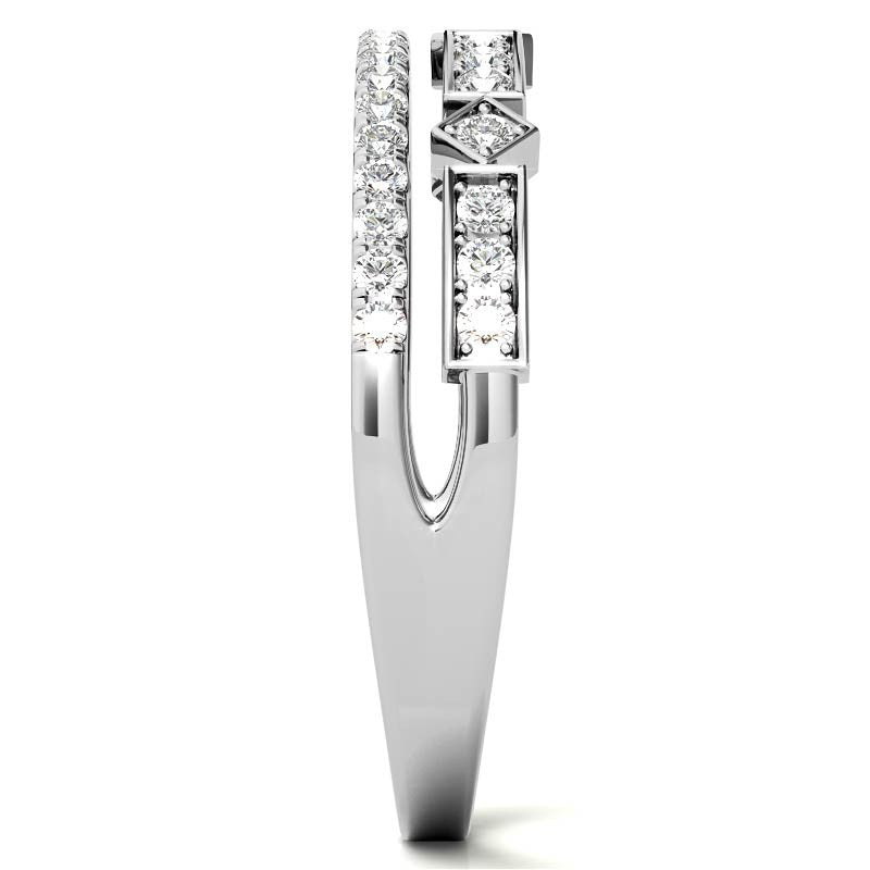 Double Row Geometric Moissanite Stackable Band