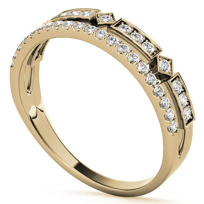 Double Row Geometric Moissanite Stackable Band