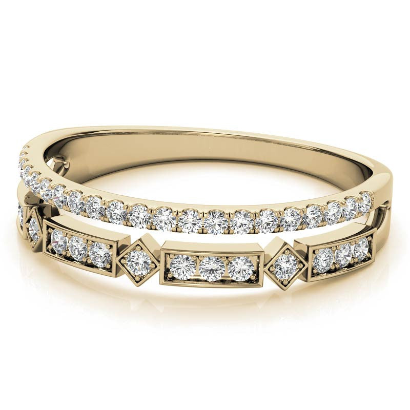 Double Row Geometric Moissanite Stackable Band