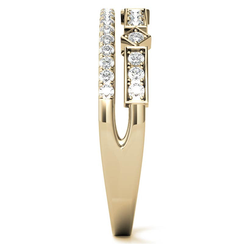 Double Row Geometric Moissanite Stackable Band
