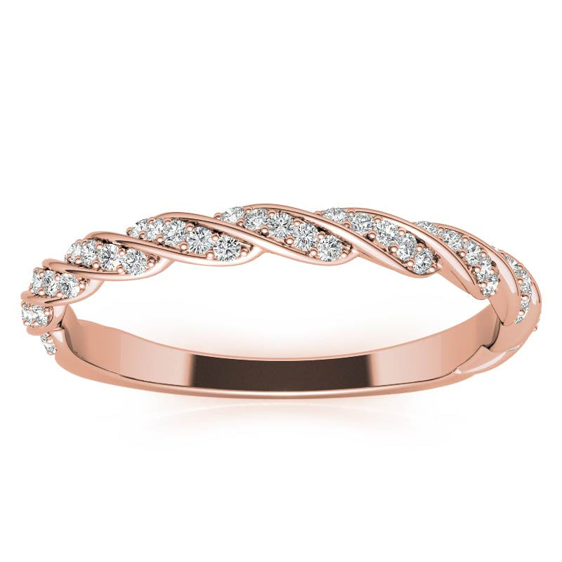 Round Twisted Design Moissanite Stackable Band