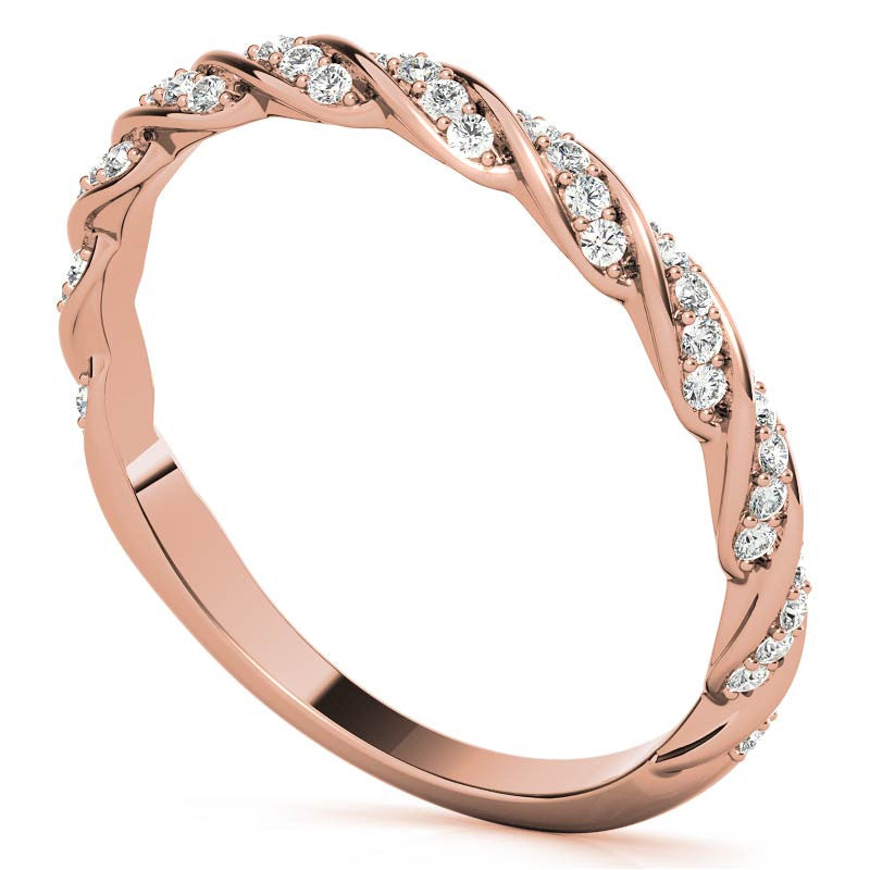 Round Twisted Design Moissanite Stackable Band