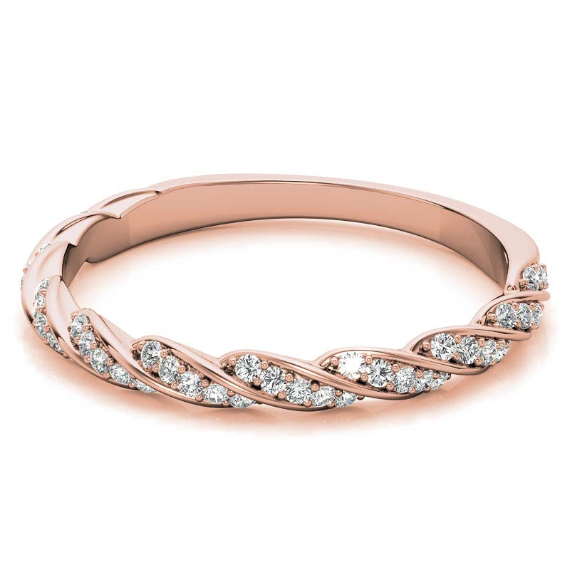 Round Twisted Design Moissanite Stackable Band