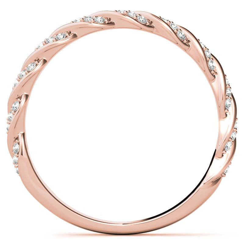 Round Twisted Design Moissanite Stackable Band