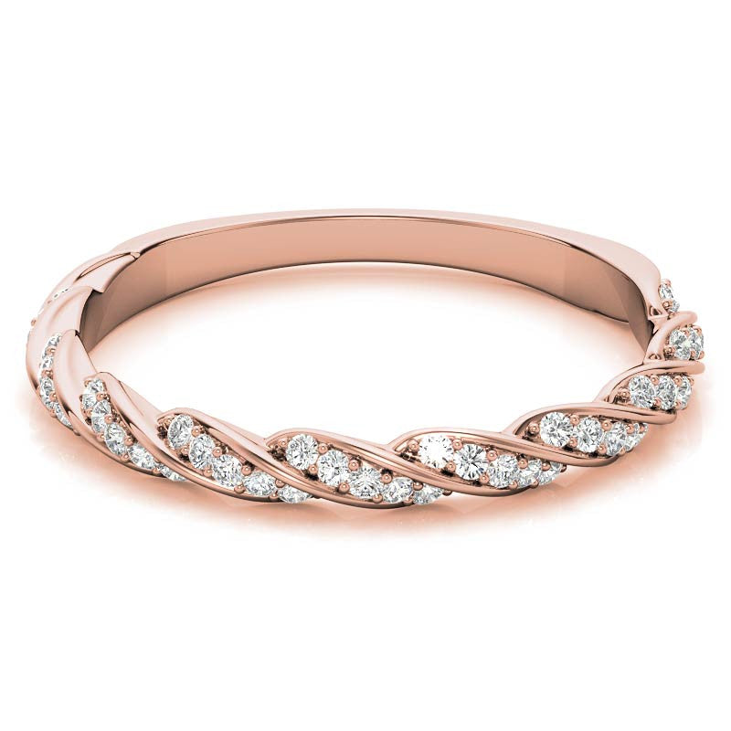 Round Twisted Design Moissanite Stackable Band