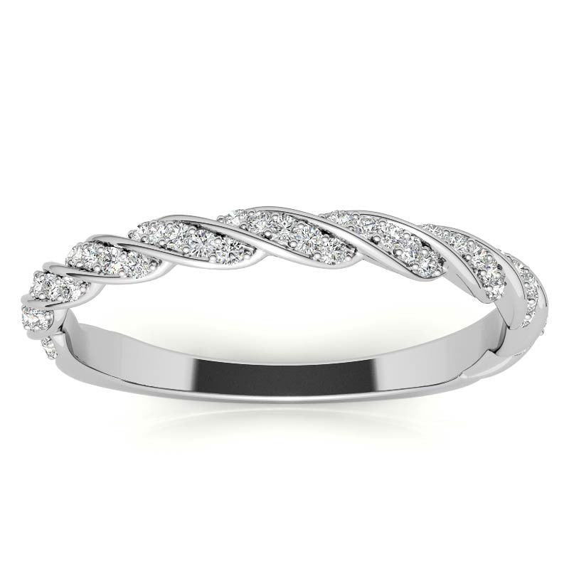 Round Twisted Design Moissanite Stackable Band