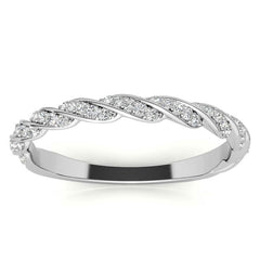 Round Twisted Design Moissanite Stackable Band