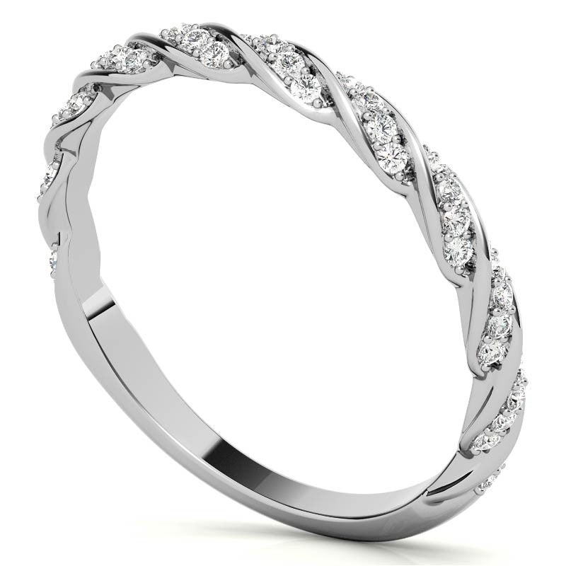 Round Twisted Design Moissanite Stackable Band